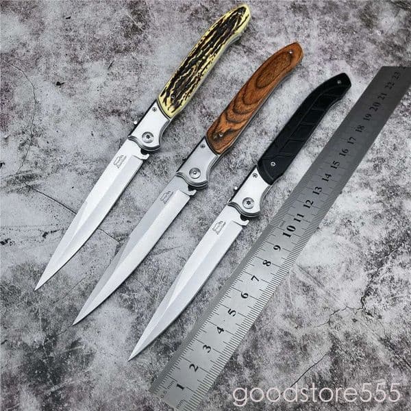 Outdoor Sharp Pocket Folding Knife 420 pocket knife Stainless Steel Blade couteau Wood/Resin/Plastic handle Handle fixed blade knife Wilderness Camping Tactical