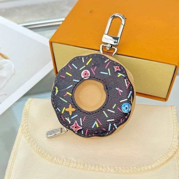Luxury Bag Charm Leather Mini Bag Keychains Keyring Designer Cute Hamburge Pizza Coin Purse No Box