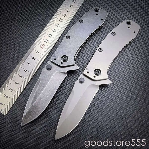 KS 1556 Cryo II pocket knife Pocket Folding Knife Black 8Cr13Mov Bead Blast Plain Blade All-steel Handle Outdoor couteau Portable Self Defense EDC Survival fixe