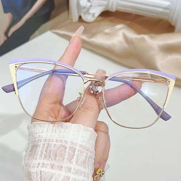 Cat-eye Women's Fashion Multi-color Splicing Metal Frames European And American Color-changing Anti-blue Glasses 26Y0317