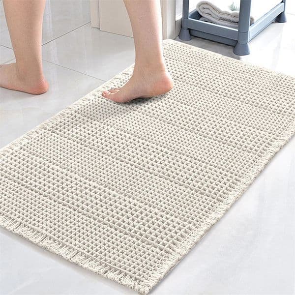1PC Anti Slip Bathmat Solid Color Bathroom Toilet Water-absorbing Floor Towel Rug Plaid Shower Foot Mat washable Bath Feet Pad 260313