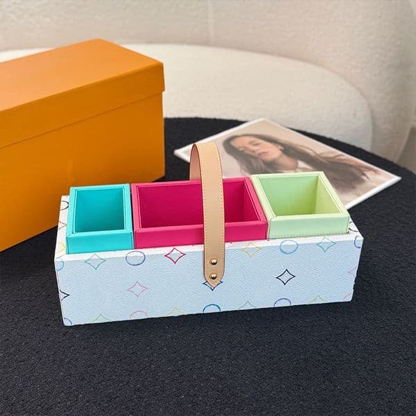 Designer Jewelry Tray Jewelry Box Fashion Watch Boxes Cases Classic Key Stationery Jewelry Other Small Items Dyed Leather Handle Set Box Jewelry Packaging With Box