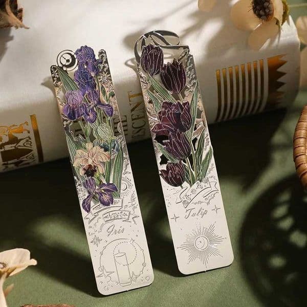 Retro Charm Floral Bookmark Student Reading Mark Book Accessories Hand Account Pendant Metal Aesthetic Flower Stationery Gifts S26317