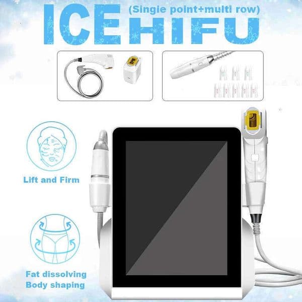 Professional 2 In 1 Ice HIFU Vmax Multi Row Face Skin Rejuvenation Collagen Remodeling Anti-Aging Single Point Body Fat Burning Contouring Machine