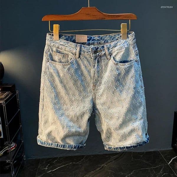 Men's Jeans Scratch Denim Shorts Summer Thin Straight Fashion Korean Style TrendsinsStreet Washed-out Vintage Casual Cropped Pants