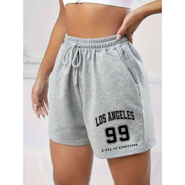 Ladies' Los Angeles 99 California Printed Casual Running Shorts for Sports and Leisure, Loose Fit, Comfortable Fit 26W0317