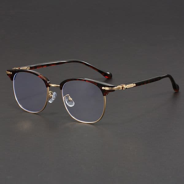 Metal Eyebrow Half for Myopia, Customizable Prescription, Blue Light Blocking, Men's Gentle Color Changing Glasses Frame, Women's Eyeglass Frame