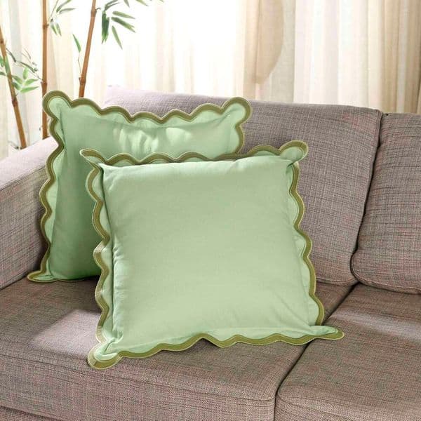 Pillow Case Pillow Covers Set of 2 x 18 Scalloped Decorative Cute Outdoor Pillows,Boho Throw Pillows for Couch Living Room 26H0316