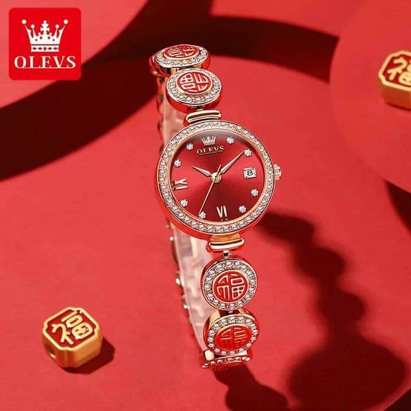 OLEVS 5630 Ladies Fashionable Luxury Full Diamond Bezel Sunburst Dial Skilfully Luminous Function Waterproof Women Watch