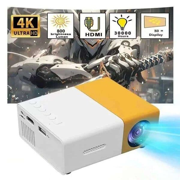 Portable Mini Projector with Full HD 1080P Support -Includes Remote Control, USB-Powered, Ideal for Smartphones, and USB Devices 26W0317