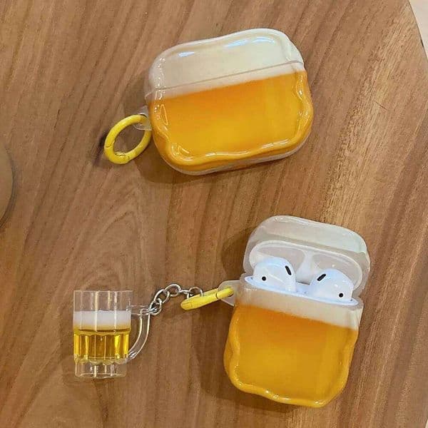 Pattern Design Earphone Case 4 2024 With Beer Pendant Wave Shape Cover For Airpods Pro 2 3 Generation 26L0317