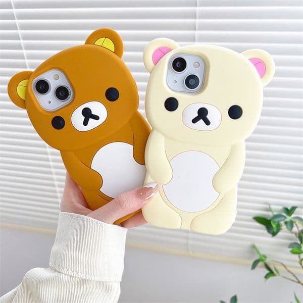 Rilakkuma Bear Silicone Soft Cover Case For iPhone 17 16 15 14 13 12 11 Pro Max mini Plus Xs XR 6 7 8 Plus