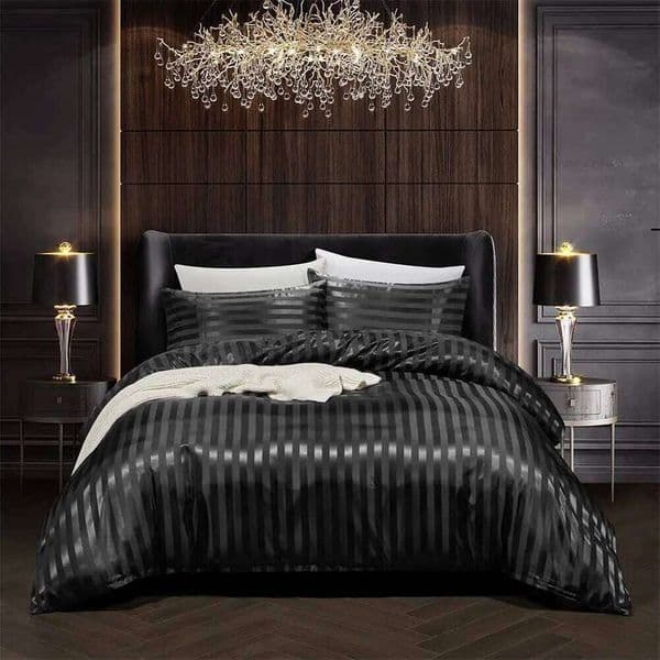 Black Satin Duvet Cover Euro Bedding Set for Double Size Home Textile Luxury Bed Linen and Pillowcases Decor Woman Bedroom 26H0316
