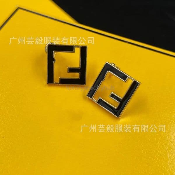 designer earrings FF earring fendes F Double F Square Hollow Stud Earrings Enamel Earrings for Women