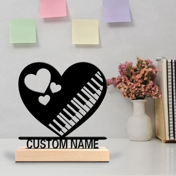 1pc Fashion personalized custom Piano Metal statues Art Tabletop Musical Gift with Wooden Base Perfect for Musicians 260312