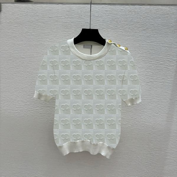 Women Simple Knitted Tee Elegant Short Sleeve Knitwear Summer Vacation Trendy Knits T Shirt