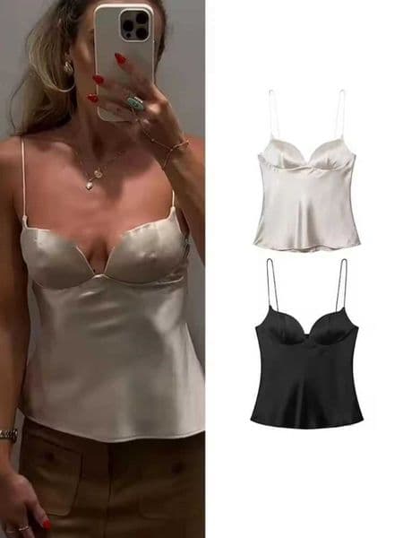 Autumn Satin Textured Black Sling Tops Women Elegant V-neck Backless Tops Shirt Women Sexy Tops Club Party Tanks 2025 New L260314