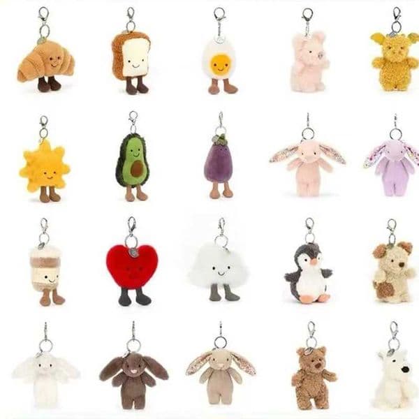 2026 Bag Car Keychain Mobile Phone Pendant Plush Gift Stuffed Animals Cute Cartoon Rabbit Keychain Love Pompom Trinket Toy Girl S2603170PKL