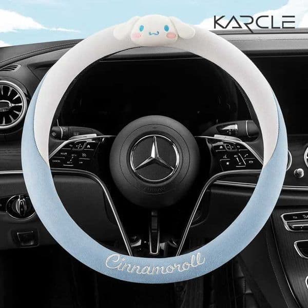 Kawaii Genuine Car Steering Wheel Protective Cover Cinnamoroll Non-Slip Wear-Resistant Sweat-Absorbing Car Decoration K260317