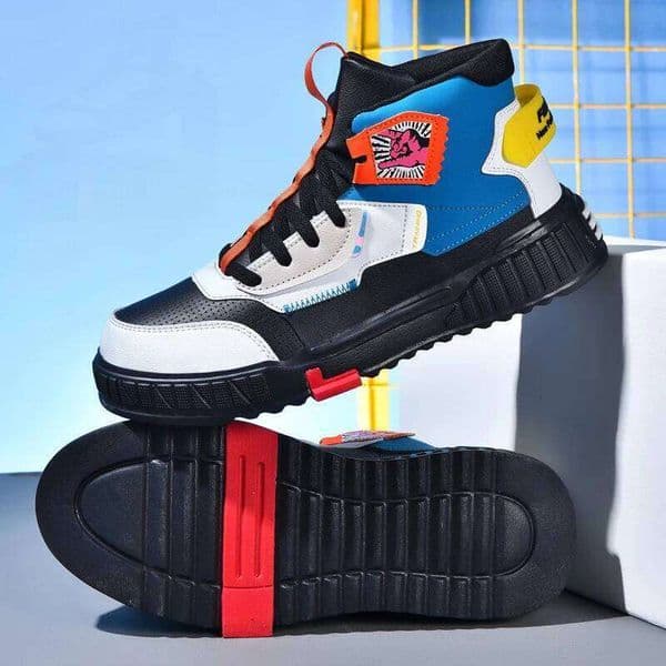 Mens Board Comfortable Lace Up High Top Outdoor Casual Walking Shoes Youth Trendy Anti Slip Flat Sneakers for Men 26W0318