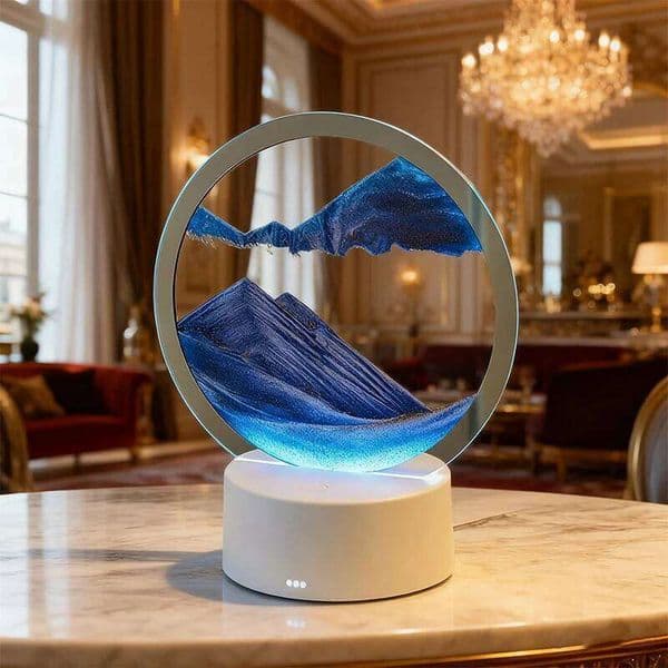 Art Lamp,LED Craft Quicksand Table Light,3D Natural Landscape Flowing Sand Dimmable Moving Hourglass Lighting 26L0318