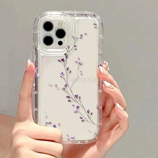 Flower Phone Case For iPhone 17 16 Pro Case iPhone 13 15 14 11 12 Pro Max 16E Air 8 7 Plus XR SE Transparent Shockproof Cover H260318