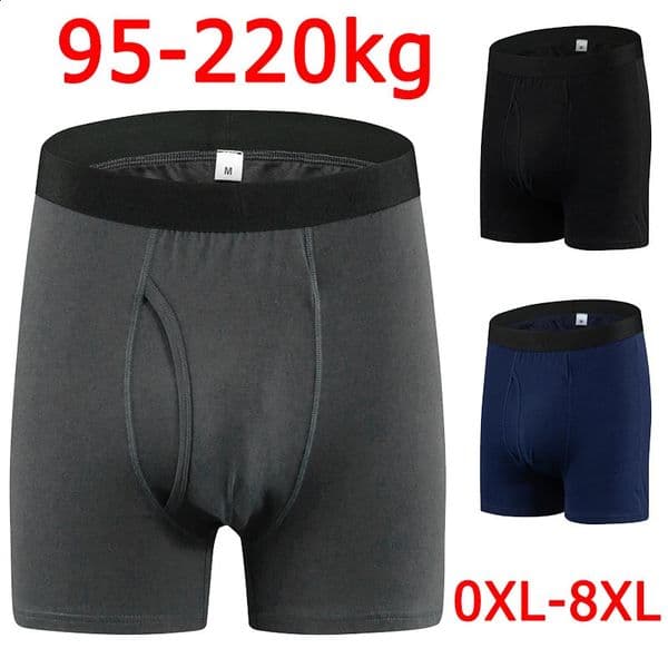 Mens Cotton Underwear Boxershorts Mid Long Plus Size for 95-220kg Boxers Trunks Large Size 8XL Comfortable Shorts 260318