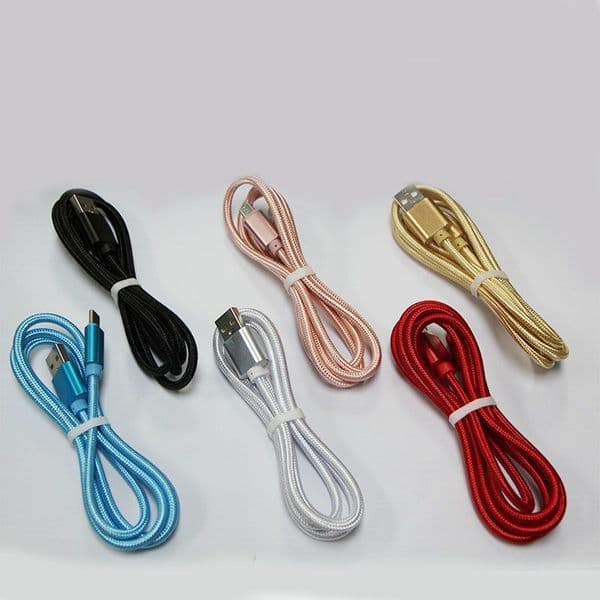 1M Type C 3ft Braided USB Charger Cable Micro V8 Data Line Metal Plug Fast Charging Durable for Mobile Phone