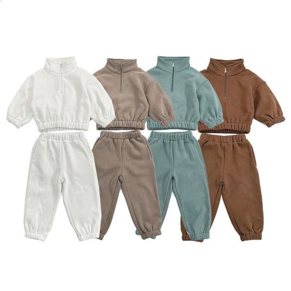 Spring Toddler Baby Boy Girl Clothing Sets 0-6Y Thick Kids Sweatshirt Clothes Autumn Baby Girl Fleece Pullover Tops Pant Suits 260317