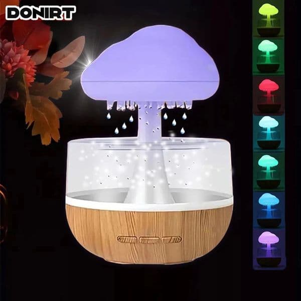 Rain Cloud Humidifier Rain Colorful Mushroom Cloud Raindrop Atmosphere Lamp Night Light Essential Oil Small Aromatherapy Machine 260317
