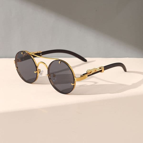 Brand Sunglasses Round Frame Metal Sunglasses For Men New Model Leopard Decoration Personalized Wo Sunglasses Wholesale Outdoor Sunscreen Glasses