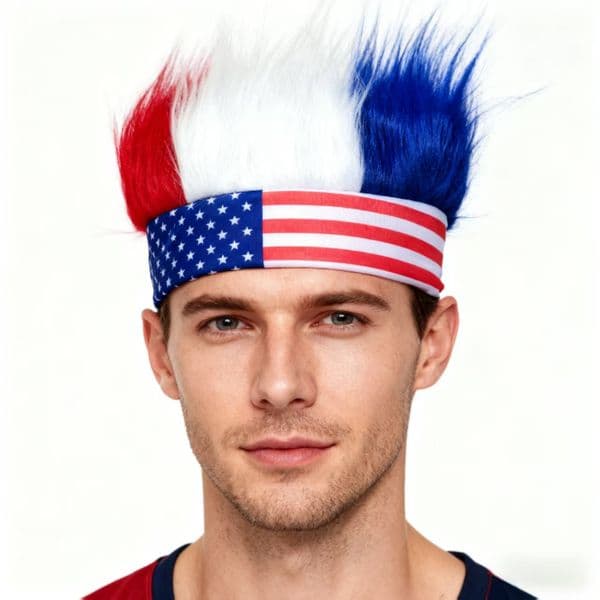 STOCK USA Flag-Themed Festival Wigs With Headbands - Football Game Accessories Free Shipping