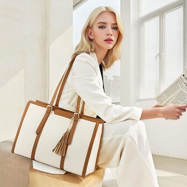 European and American Cross-Border Women's Laptop Handbag 17inch Leather Clutch Business Travel Casual Bag 2b2