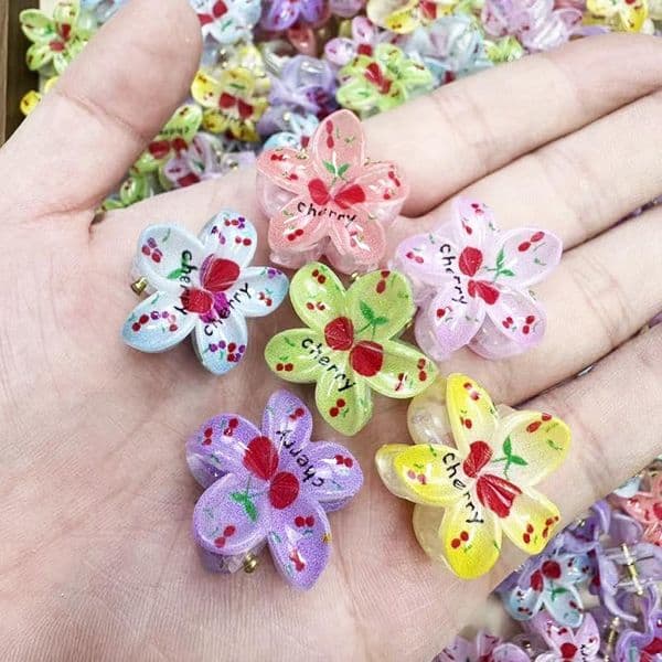 Best-selling in Europe America, 3cm small cherry print frangipani clip, cross-border sweet and cute children's hair clip wholesale ddmyshoesvip