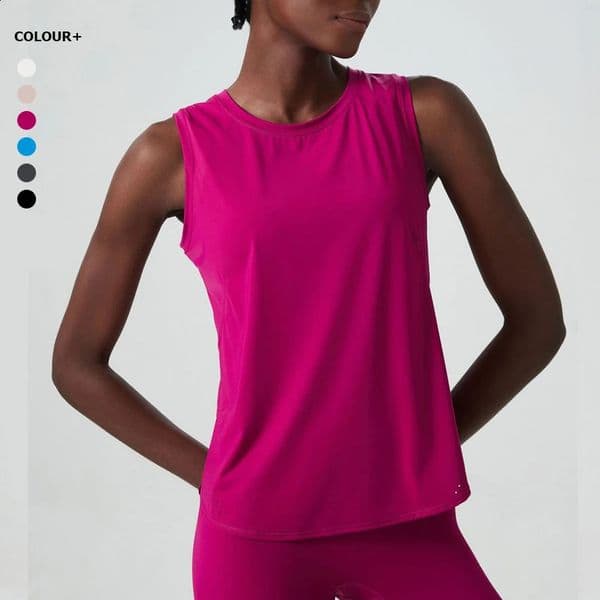 Summer Sleeveless Yoga T-Shirt Women Loose Fitness Running Tank Top Breathable Quick Dry Gym Vest Female Workout Sportswear 260309