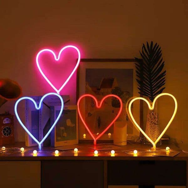 Valentines Day Heart Sign Lights Wall Decor Neon Signs for Bedroom Wedding Birthday Holiday Party Childern Gift 26Y0317