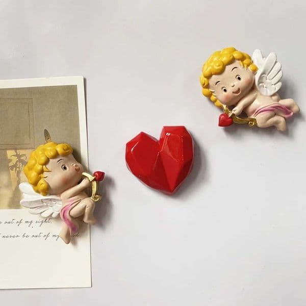 3D Cupid Little Angel Archery Love Magnetic Refrigerator Sticker Stereo Resin Creative Design Message Board Notes L260318