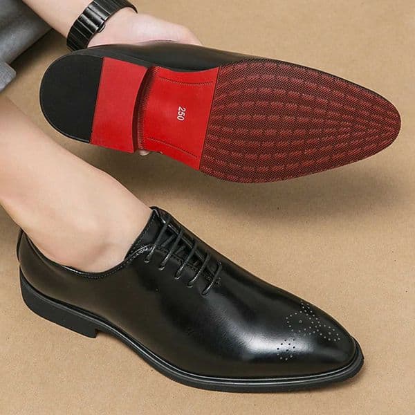 Classic Dress Leather Men Derby Shoes Formal Pointed Toe Business Leather Shoes Oxford Lace Up Anti SlipOffice Daily ShoesZ260317