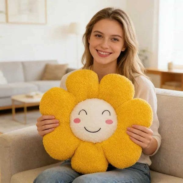 1pcs Sunflower Emoji Pillow Multi-Purpose Home Sofa Office Cushion Living Room Bedroom Decorative Plush Pillow Z260316
