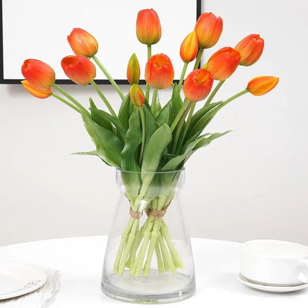 5pcs Tulip Artificial Flowers Real touch Silicone Tulip Bouquet Home Room Living Room Wedding Garden Christmas Decoration 260318