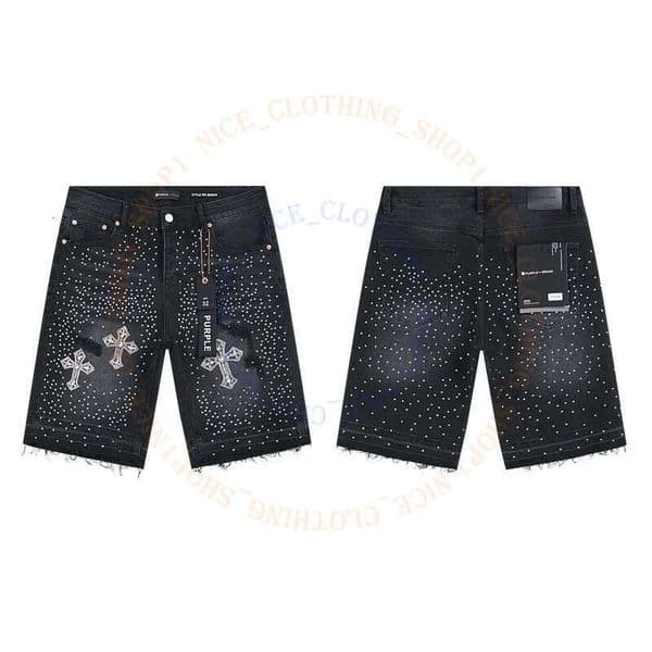 High Quality Designer Denim Trousers Mens Jeans Hip Hop Hole Casual Shorts Knee Lenght Jean Clothing Purples Short 2026 New Model 553