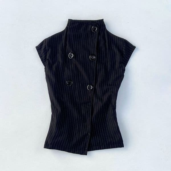 Gothic womens vest fashion Harajuku Y2K striped button accessories sweetheart punk high street rock aesthetic streetwear 260317