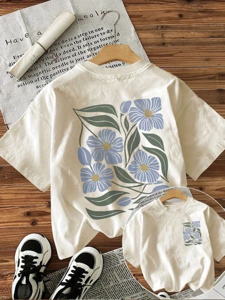 Flower Print Women Crew Neck Short Sleeve Womens Graphic Tshirt Stylish Comfortable Casual Top Trendy T Shirt 260318