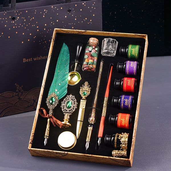Bestseller European-style British retro mechanical feather dip pen set, new product for calligraphy practice ddmytues
