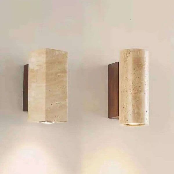 Wabi Sabi Yellow Marble Lamp Led Bedside Japan Bedroom Living Room Wall Light Travertine Stair Corridor Decor Sconce 26Y0318