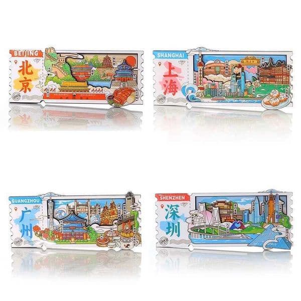 China City Refrigerator Magnets Beijing Shanghai Shenzhen Guangzhou Hong Kong Macau Zhuhai Tourist Cultural and Creative Souvenirs L260318