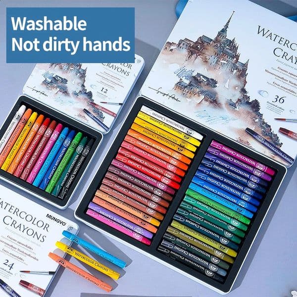 MUNGYO 12/24/36Colors Water-soluble Crayon Painting Pigment Crayon Artist For Gift Art School Supplies MAC-12T 260317BJ