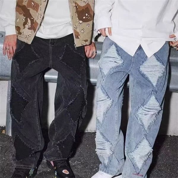 Autumn Mens High Street Fashion Baggy Ripped Jeans American Casual Retro StraightLeg Denim Pants Hip Hop Distressed Y2K Jean 260318