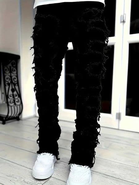 Y2K hip-hop style jeans mens casual street-style stretch jeans fashionable versatile stretch denim pants C260318