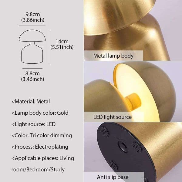LED Table USB Rechargeable Touch Dimming Night 3 Color Cordless Atmosphere Bedroom Bedside Reading Lamps Decor Light 26H0317